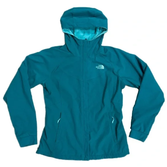 The North Face Maddie Raschel Softshell Jacket Teal Fuzzy Interior Blue Medium - Picture 1 of 9